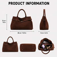 Sac à main de qualité pour femme, sac de créateur, grande capacité, texture suède, détail boucle, mode, OEM ODM, vente en gros, 20 pièces
