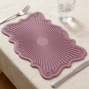 Hot Sale Rectangle Embossed Lace Waterproof Reusable <b>Silicone</b> Placemats Custom Color & Logo Home Kitchen Dish <b>Mat</b> - Product Image 1