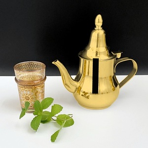 Cafetera Árabe de Acero Inoxidable Dorado Martillado, Tetera Marroquí - Product Image 2