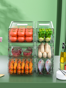 Organizador de nevera de plástico transparente para cocina, cajón de alimentos vegetales, caja de almacenamiento apilable para nevera, contenedor de congelador - Product Image 4