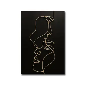 Weiche Textur fester schwarzer Hintergrund goldenes Gesicht dekoratives Bild auf Leinwand kunden spezifische moderne Wand kunst