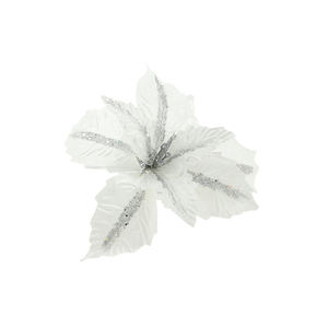 Fleur blanche avec bandes argentées scintillantes, diamètre 54 cm - Product Image 1