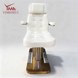 Moderna <span class=keywords><strong>Camilla</strong></span> Eléctrica de 3 Motores para Salón de Belleza, Color Blanco Dorado, para Tratamientos Faciales y de Pestañas - Product Image 4