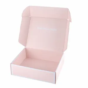 Caja de envío corrugada Rosa personalizada, embalaje de cartón con impresión de logotipo, correo postal, color rosa
