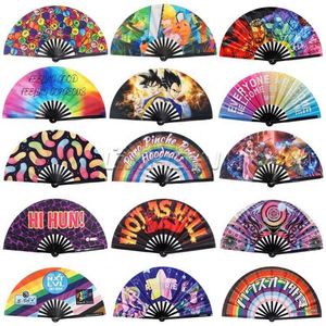 Customized 13 Inch <b>Large</b> Bamboo Folding <b>Fans</b> Bulk Order Painted Rave Bamboo Crafts Product Category - Product Image 6
