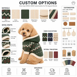 Suéter navideño para perro con capucha, diseño Fair Isle jacquard, ropa para mascotas, puños acanalados, abrigo de punto cálido. - Product Image 4
