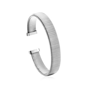 Stainless Steel Elastic Open <b>Bangle</b> For Women Geometric Line Design Fashion Jewelry <b>Bracelet</b> Gold <b>Silver</b> Color - Product Image 5