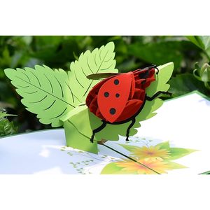 Ladybug Animal Shape 3D Pop-Up Birthday Card with Digital Printing and <b>Matte</b> <b>Varnishing</b> for Gift - Product Image 1