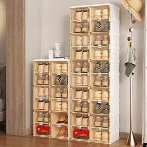 Scarpiera Multifunzione Grande con Scomparti, Organizzatore per <span class=keywords><strong>Stivali</strong></span>, <span class=keywords><strong>Scatola</strong></span> Portascarpe di Lusso Pieghevole in Plastica con <span class=keywords><strong>Porta</strong></span> Magnetica Trasparente - Product Image 2