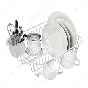 Escurridor de Platos Blanco Cuadrado para Fregadero de Cocina con Soporte para Cuchillos, Tenedores y Palillos, Cesta de Drenaje de Secado Rápido - Product Image 2