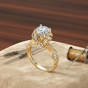 Custom 9K 10K 14K Gold Moissanite <b>Ring</b> <b>Dainty</b> Hammered Wedding Band Fine Jewelry for Men - Product Image 4