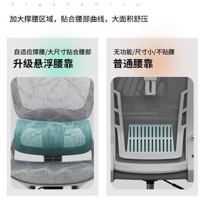 Chaise de bureau ergonomique MingLong, chaise de jeu inclinable avec accoudoirs rabattables en maille grise et soutien lombaire - Product Image 3