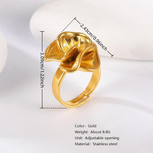 Joyería de Moda Femenina Americana, Anillos de <span class=keywords><strong>Oro</strong></span> de <span class=keywords><strong>24K</strong></span> con Diseño de Onda, Antideslustre, Sin Decoloración, para Bodas y Compromisos, Venta al por Mayor - Product Image 5