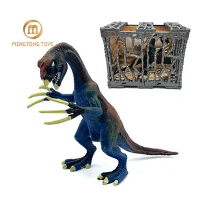 热卖男孩侏罗纪世界写实模型聚氯乙烯硬塑料动物恐龙玩具带笼子