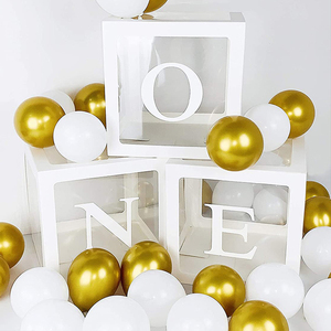 Décoration de fête de mariage, 1er anniversaire, ballon en latex, baby shower, alphabet, nom, emballage transparent, UNE boîte, boîte de ballons d'anniversaire - Product Image 5
