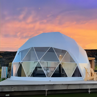 Tente de glamping de luxe, dôme géodésique extérieur avec salle de bain, préfabriquée, quatre saisons, toile PVC, type à armature droite, 2 personnes