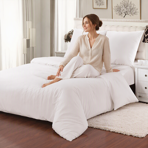 Poland Stock Cotton Bedding Set Solid White Duvet <b>Cover</b> for EU Dropshipping Guesthouse <b>Bed</b> Linen - Product Image 3