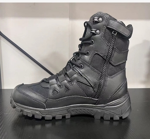 Bottes de randonnée tactiques pour hommes TSB0620 Ranger, en cuir noir, pour le camping et la randonnée en plein air - Product Image 4