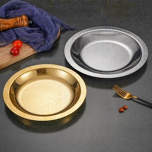 Plato Redondo Multifuncional de Acero Inoxidable Martillado para Servir Mariscos, Pasta, Filetes, Langosta, Ensaladas y Barbacoa - Product Image 3