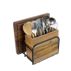 Wooden Storage <b>Box</b> 7.4x6.7x3 Inch Multi Function Kitchen Organizer Desktop <b>Tool</b> Holder - Product Image 2