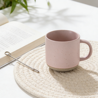 Mug à café en céramique grès finition mate avec anse 380 ml, écologique, rose et violet, compatible lave-vaisselle, pour la maison, le bureau, ou comme cadeau