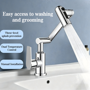Robinet de lavabo moderne en acier inoxydable 304 chromé, réglable et rotatif, à trou unique, pour salle de bain et chambre, motif <span class=keywords><strong>chat</strong></span> porte-bonheur - Product Image 3