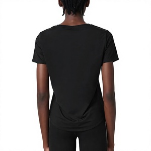 Women's Black Short Sleeve O-<b>Neck</b> Quick Dry Jersey T-Shirt Regular Fit Solid Color Casual Wear Outdoor Women T-shirts For Sale - Product Image 5
