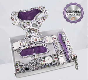 Conjunto de Arnés de Perro de Neopreno Acolchado Suave de Lujo, Cinta con Estampado de Sublimación Personalizada, Collar y Correa Personalizados para Perros - Product Image 1