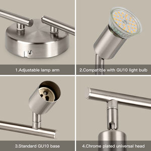 Spot de plafond <span class=keywords><strong>GU10</strong></span> orientable et réglable à 4 voies, en métal moderne, idéal pour restaurant et salon – Vente directe usine - Product Image 6