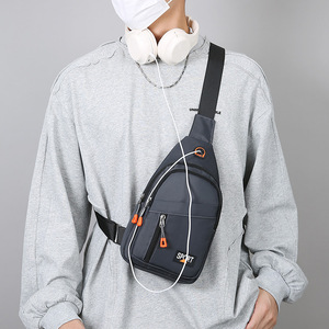Men's Chest <b>Bag</b> Nylon Water Resistant Sport Casual Crossbody <b>Bag</b> Gray <b>Black</b> Military Green Dark Blue - Product Image 3