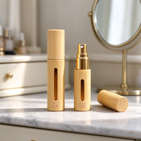 Atomiseur de parfum en bambou naturel rechargeable sur mesure pour voyage, 5 ml, 10 ml, avec pompe dorée, brume fine