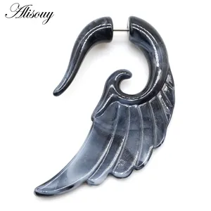 Wholesale 16G Cheater Ear Plug Gauge Gray Black Color Acrylic Flesh Earring Wing Heart Spiral Shape Body Piercing Jewelry