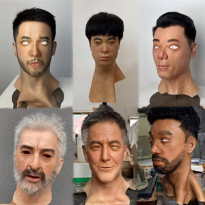 Masques de fête pour hommes à haute simulation personnalisés avec cheveux, masque de tête en silicone réaliste, masque d'Halloween, accessoires de film pour acteurs - Product Image 2