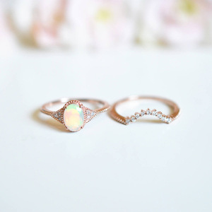 Minimalist Opal Look Ring for Women Rose Tone Elegant Fashion Finger Jewelry - Product Image 6