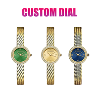 Montre à quartz de luxe pour femme avec logo personnalisé, mouvement MIYOTA, cadran analogique, bracelet en acier inoxydable, résistante à l'eau 3ATM
