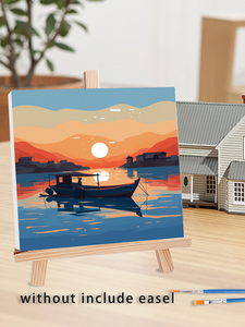 La pittura di CHENISTORY con numeri i kit per principianti del paesaggio del tramonto del fumetto <span class=keywords><strong>facili</strong></span> <span class=keywords><strong>da</strong></span> <span class=keywords><strong>dipingere</strong></span> Include kit di artigianato fai <span class=keywords><strong>da</strong></span> te per decori di casa - Product Image 5