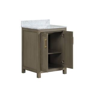 Meuble-lavabo de salle de bain en chêne gris, style transitionnel, en bois massif et contreplaqué, avec vasque en céramique, résistant à l'eau, fabriqué au Vietnam - Product Image 3