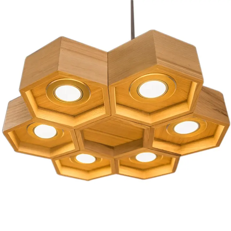 Led decorativas de luna de miel en forma de colgante de madera-lámpara de suspensión granja colgante luz de techo 6 cabezas