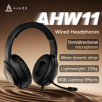 Casque de jeu filaire Ajazz AHW11 avec éclairage RGB, Plug-and-Play, haute performance pour les joueurs