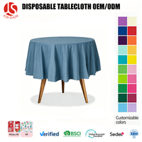Nappe jetable en plastique bleu poussière couleur unie personnalisée, imperméable, résistante à l'huile, écologique et sans plis pour