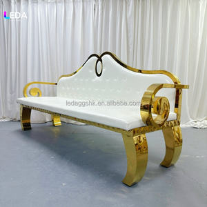 Ensemble de canapés de mariage modernes LEDA or et blanc avec cadre métallique exquis pour salon d'appartement, places assises pour couples - Product Image 2