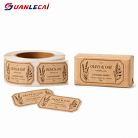 Rouleau d'étiquettes personnalisées en papier kraft pour savon, avec logo découpé, autocollantes, décoratives, faites à la main, pour emballage