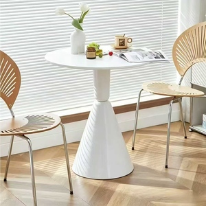 Cream Style <b>Small</b> <b>Round</b> Rock Plate <b>Dining</b> <b>Table</b> Set, Modern Leisure Reception Negotiation <b>Table</b> for <b>Small</b> Apartment - Product Image 5