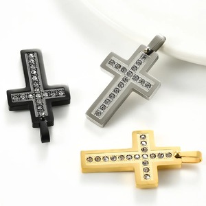 Stainless Steel Zircon <b>Cross</b> <b>Pendant</b> Necklace With Rhinestone <b>Men</b> Women Dainty Jesus Christian Prayer Amulet Charms Jewelry Gift - Product Image 4