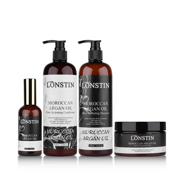 Lonstin all'ingrosso Private Label Vegan Bio Organic Argan Oil Shampoo e balsamo Set per la cura dei capelli