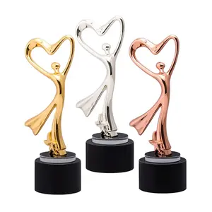 Custom Gold Metal Dance Women Angel Trophies And Awards Bodybuilding Award With Black Crystal Base