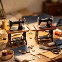2 styles de mini-machines à coudre vintage en plastique, modèle imitation bois, pour décoration de maison de poupée et micro-scènes