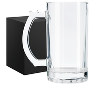 Mug à bière classique en verre transparent avec poignée, grand format, style pub, pour bar, maison, fête, barbecue, pique-nique, compatible lave-vaisselle