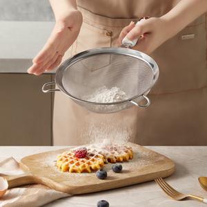 Colador de acero inoxidable Hy-0256 de malla fina 304, tamiz de cocina para tamizar harina para hornear - Product Image 1