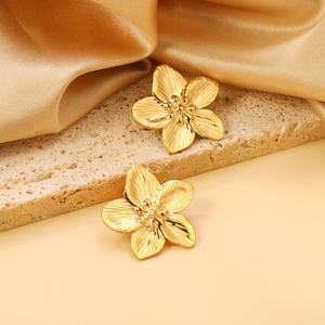 Pendientes de Flor de Acero Inoxidable 316L con Baño de Oro PVD de 18k, Joyería de Moda Vintage de Alta Calidad, Sin Deslustre, para Mujer - Product Image 5